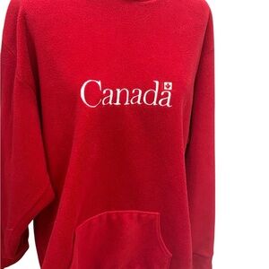 🇨🇦 Bold Red Canada Hoodie XL | Cozy Fleece Retro Vibes